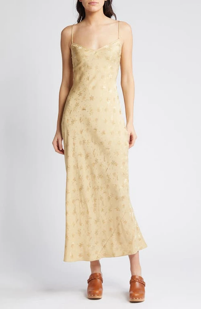 FRAME Floral Jacquard Silk Slipdress Golden at Nordstrom,