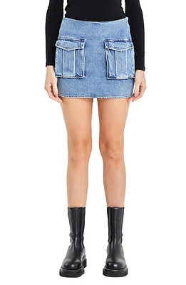 Grey Lab Cargo Pocket Denim Miniskirt Blue at Nordstrom,