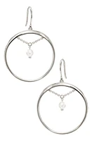 AJOA Imitation Pearl Hoop Earrings in Rhodium at Nordstrom