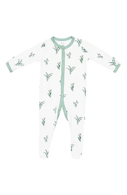 Kyte BABY Snap-Up Footie in White/Eucalyptus at Nordstrom