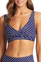 Sea Level Cross Front Multifit Bikini Top Navy at Nordstrom, Us