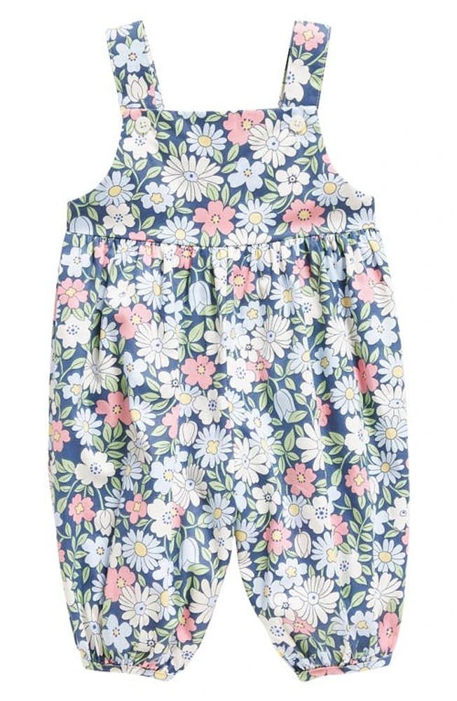 Rachel Riley Floral Cotton Overalls in Navy at Nordstrom, Size 18M