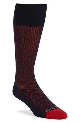 EDWARD ARMAH Basket Weave Graduated Compression Dress Socks in Navy at Nordstrom