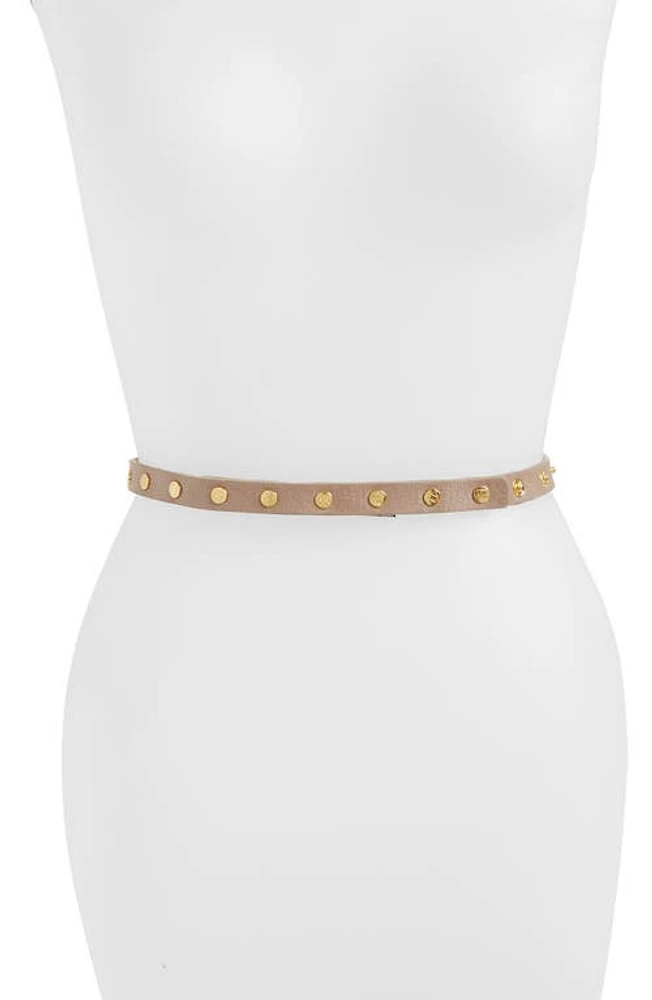 Ada 'Cala' Studded Skinny Leather Belt in Taupe at Nordstrom