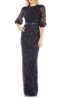 Mac Duggal Sequin Sheer Sleeve Sheath Gown at Nordstrom,