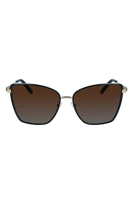 FERRAGAMO Vara 59mm Rectangular Sunglasses in Light Gold/Blue at Nordstrom