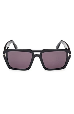 TOM FORD Redford 56mm Navigator Sunglasses in Shiny Black /Smoke at Nordstrom