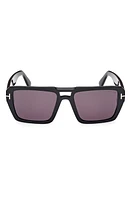 TOM FORD Redford 56mm Navigator Sunglasses in Shiny Black /Smoke at Nordstrom