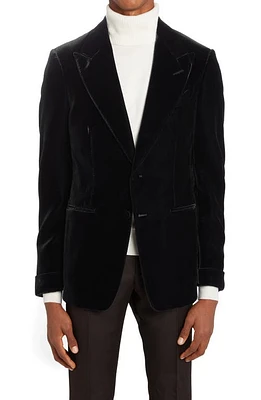 TOM FORD Shelton Fluid Velvet Cocktail Jacket Black at Nordstrom