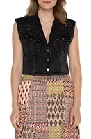 Liverpool Los Angeles Notched Collar Crop Denim Vest Rawlins at Nordstrom,