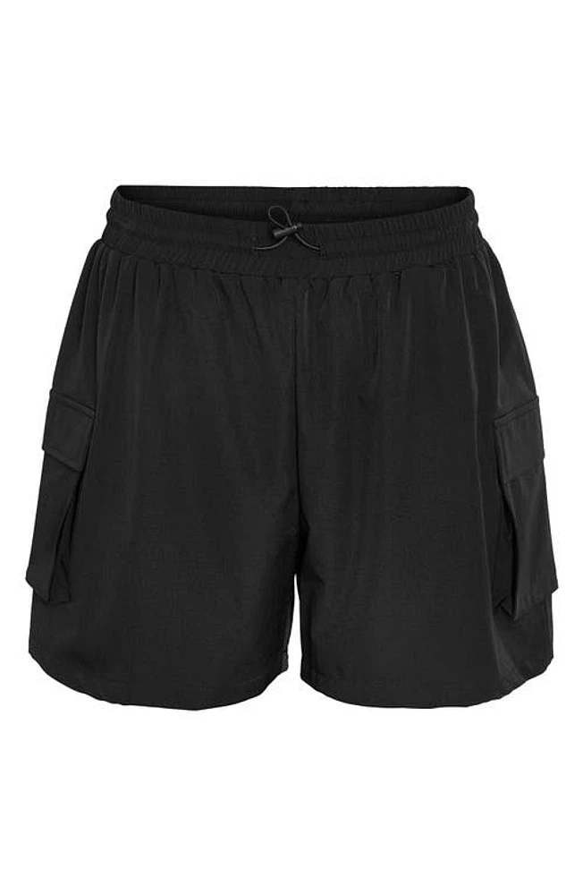 Noisy may Kirby Ann High Waist Woven Cargo Shorts Black at Nordstrom,