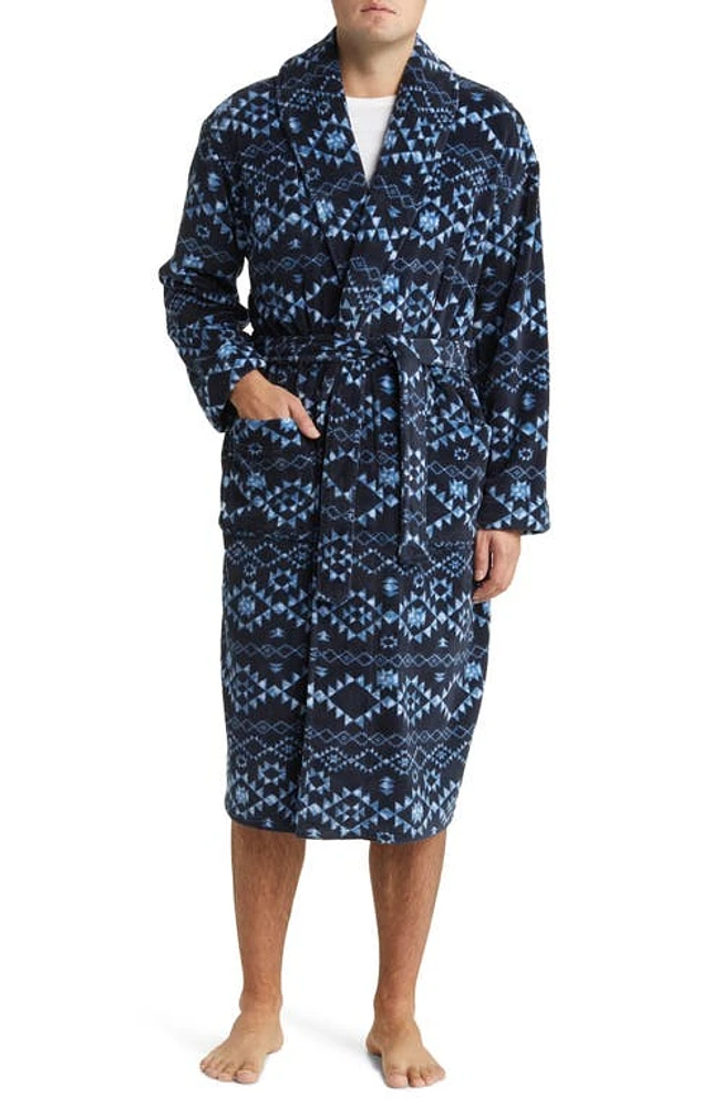 Majestic International Geo Pattern Shawl Collar Robe Blue at Nordstrom,