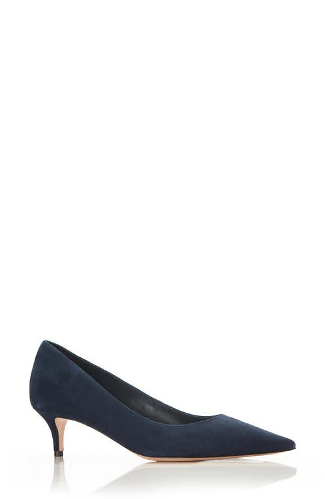 MARION PARKE Classic Pointed Toe Kitten Heel Pump Navy at Nordstrom,