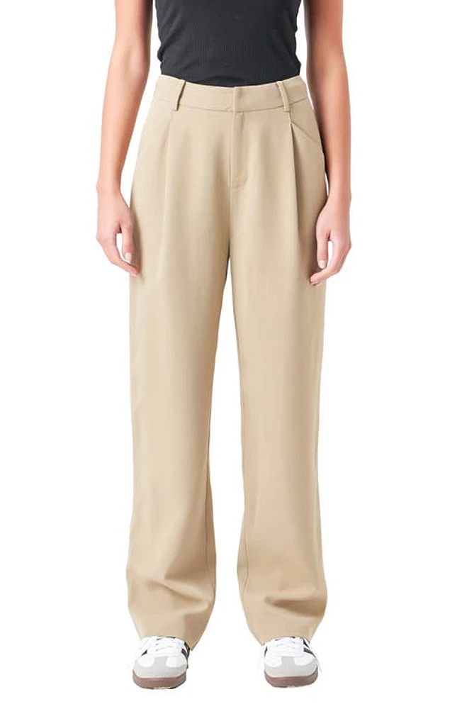 Grey Lab High Waist Wide Leg Pants Khaki at Nordstrom,