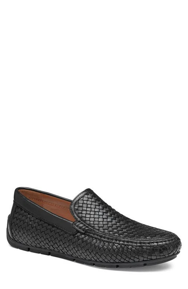 JOHNSTON & MURPHY COLLECTION Baldwin Woven Moc Toe Driving Shoe Black Sheepskin at Nordstrom,