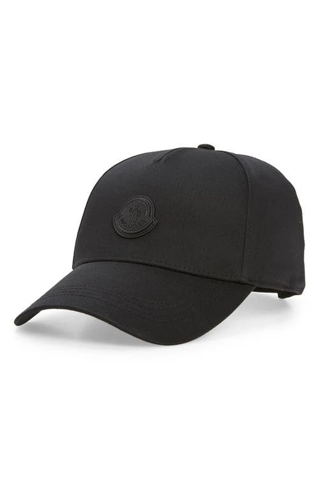 Moncler Logo Patch Cotton Baseball Cap in Black at Nordstrom