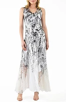 Komarov Lace-Up Back Charmeuse Dress Blooming Garden at Nordstrom,