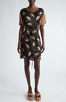 Dries Van Noten Mixed Print High-Low Silk Dress Black 900 at Nordstrom, Us