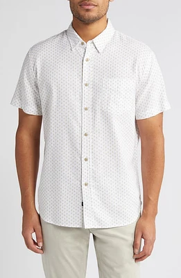 Rails Fairfax Diamond Print Short Sleeve Cotton Button-Up Shirt Polygon Micro White at Nordstrom,