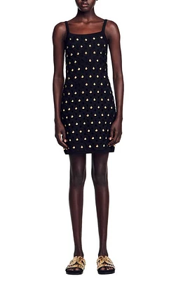 sandro Porquerolles Seashell Stud Minidress Black at Nordstrom,