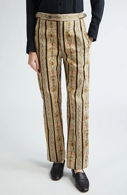 Bode Floret Brocade Trousers Brown Multi at Nordstrom,