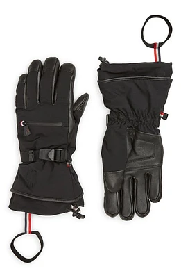 Moncler Grenoble Leather Trim Ski Gloves in Black at Nordstrom