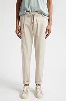 Eleventy Drawstring Waist Stretch Cotton Pants Taupe at Nordstrom,