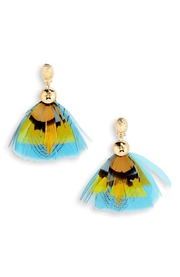 Gas Bijoux Bermude Feather Hoop Earrings in Blue Yellow at Nordstrom