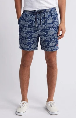 Brooks Brothers Floral Linen & Cotton Drawstring Shorts Indigo/White at Nordstrom,