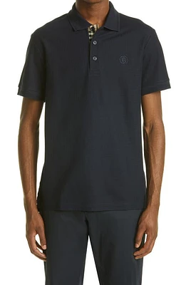 burberry Eddie Embroidered Piqué Polo Coal Blue at Nordstrom,