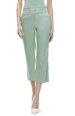 Alice + Olivia Janis Linen Blend Crop Flare Pants Sage at Nordstrom,