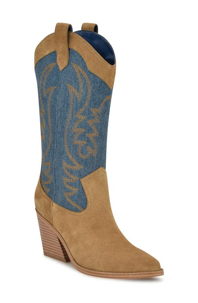 Nine West Keeks Western Boot Medium Blue at Nordstrom,