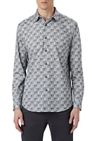 Bugatchi James OoohCotton Check Print Button-Up Shirt Cement at Nordstrom,