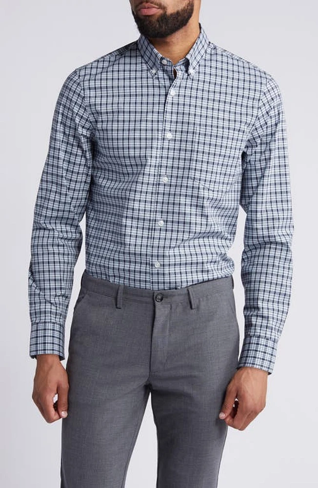 Nordstrom Trim Fit Tech-Smart Plaid Button-Down Shirt Blue- Navy Tavira at Nordstrom,