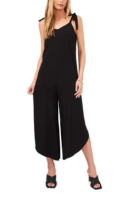 Vince Camuto Tie Shoulder Asymmetric Crop Jumpsuit Rich Black at Nordstrom,