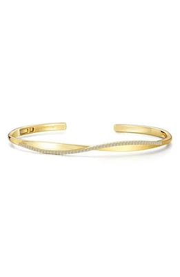 Lafonn Pavé Simulated Diamond Twisted Bangle Bracelet in White/Gold at Nordstrom, Size 7.25