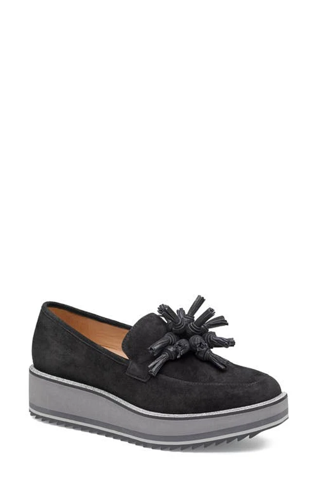 Johnston & Murphy Gracelyn Tassel Loafer Black Suede at Nordstrom,