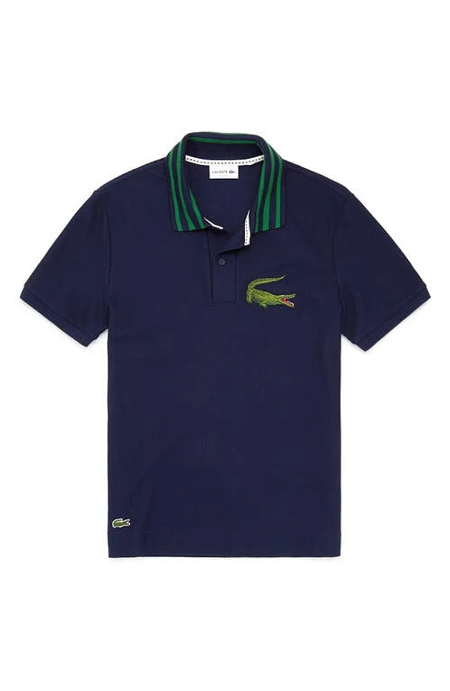 Lacoste Oversize Croc Piqué Polo in Navy Blue at Nordstrom, Size 6