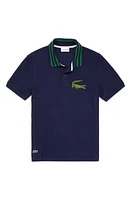 Lacoste Oversize Croc Piqué Polo in Navy Blue at Nordstrom, Size 6