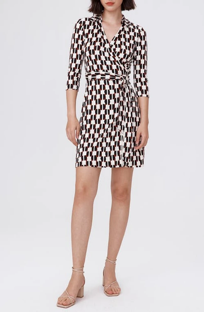 Diane von Furstenberg New Jeanne Two Geometric Print Silk Wrap Dress Maypole Black at Nordstrom,