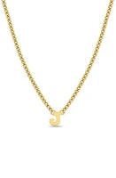 Zoë Chicco Curb Chain Initial Pendant Necklace in Yellow Gold-J at Nordstrom, Size 16