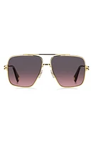 Marc Jacobs 59mm Gradient Square Sunglasses with Chain in Gold Black/Brown Pink at Nordstrom