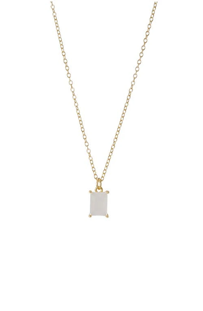 Argento Vivo Sterling Silver Birthstone Pendant Necklace in June/Milky Qtz at Nordstrom