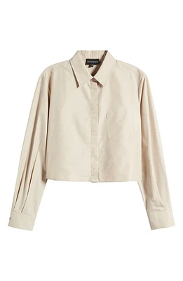 Emporio Armani Crop Poplin Button-Up Shirt Solid Medium Beige at Nordstrom, Us