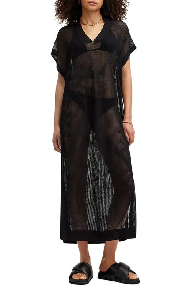 AllSaints A Star Mesh Dress Black at Nordstrom,