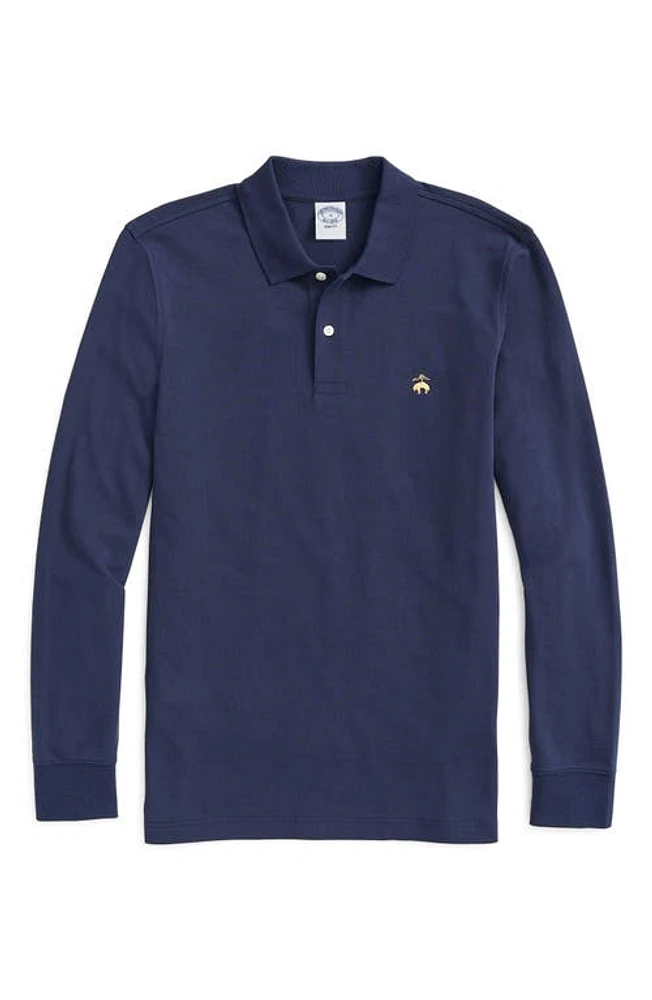 Brooks Brothers Slim Fit Long Sleeve Stretch Cotton Piqué Polo Navy at Nordstrom,