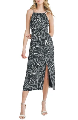 Mila Mae Abstract Print Midi Dress Black at Nordstrom,