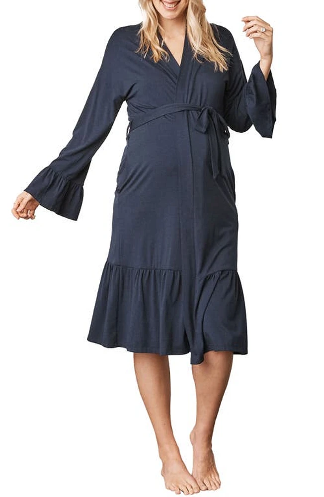 Angel Maternity Maternity/Nursing Robe Navy at Nordstrom,