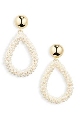 Nordstrom Beaded Open Teardrop Earrings in White at Nordstrom