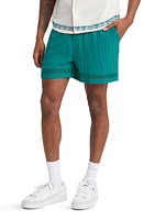 Native Youth Rib Textured Seersucker Shorts in Teal Green at Nordstrom, Size 34